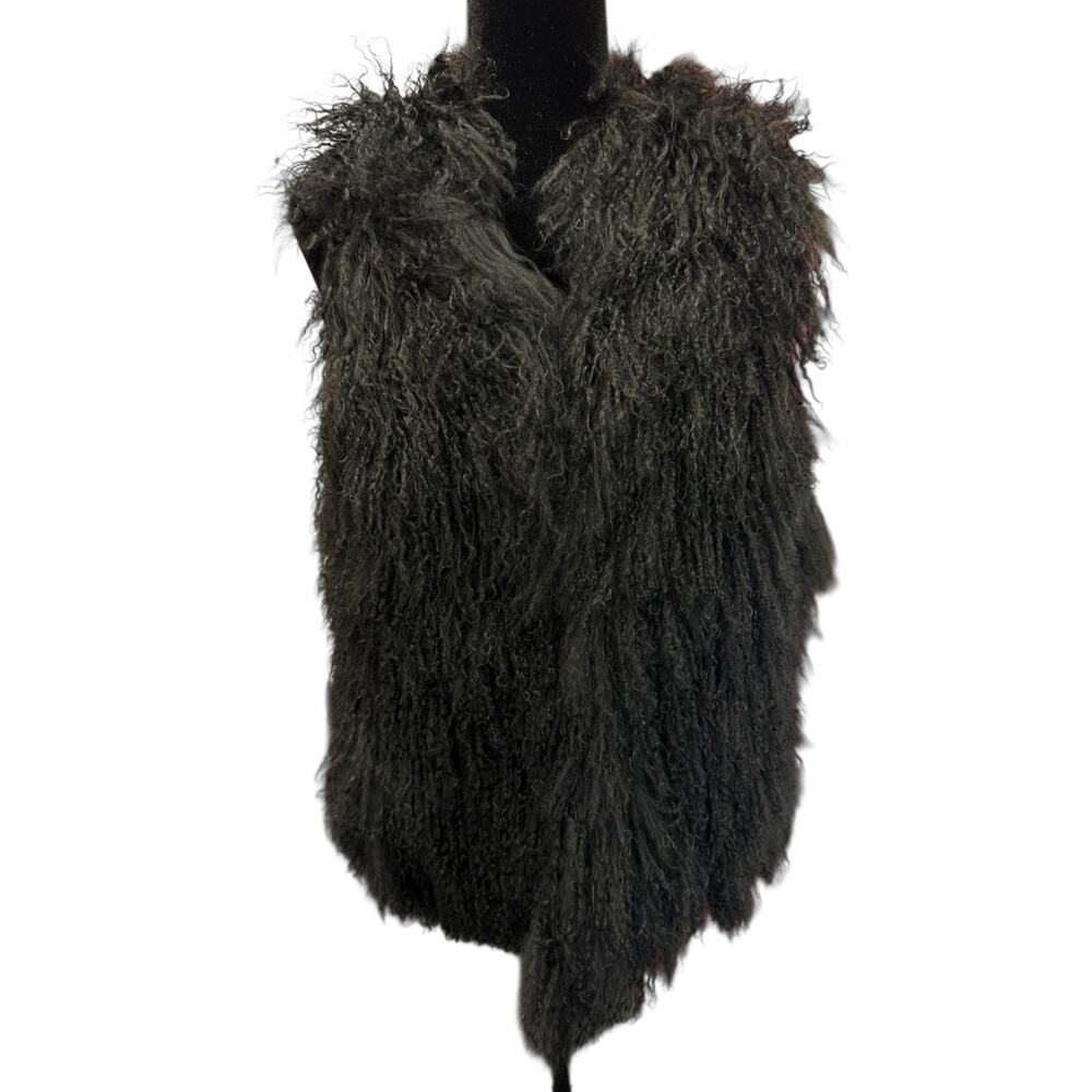 Women's Black Mongolian Lamb’s Fur Sleeveless Vest - Fun Layering Piece